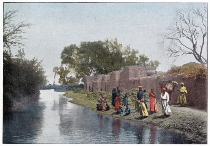 Framed Print : A Typical Egyptian Village. Date: circa 1890 Framed Print : A Typical Egyptian Village. Date: circa 1890