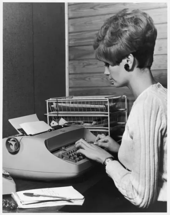 Framed Print : Typing a Letter / 1960S Framed Print : Typing a Letter / 1960S