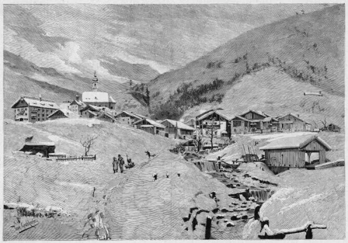Framed Print : Tyrol Village under Snow Framed Print : Tyrol Village under Snow