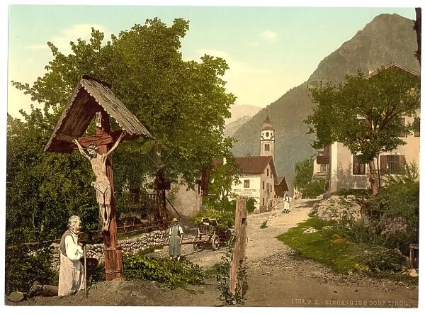 Tyrol Village (Village with crucifix), Tyrol, Austro-Hungary