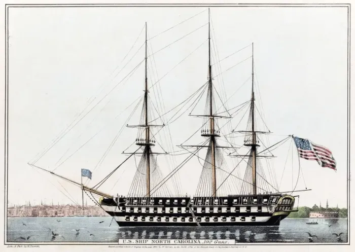 Framed Print : U. S. Ship North Carolina, 102 Guns Framed Print : U. S. Ship North Carolina, 102 Guns