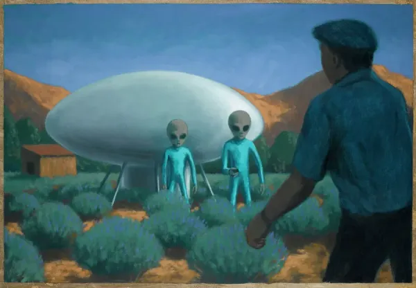 UFO Encounter in Valensole Lavender Field Print. Art Prints