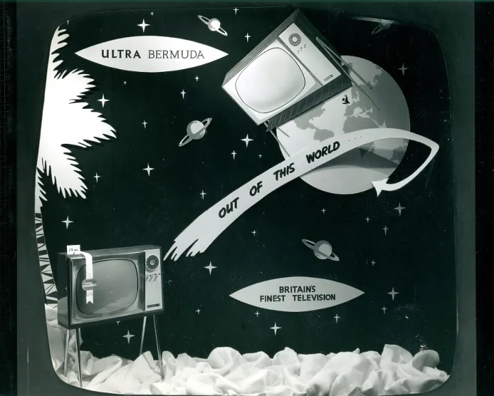 Framed Print : Ultra Bermuda television window display Framed Print : Ultra Bermuda television window display