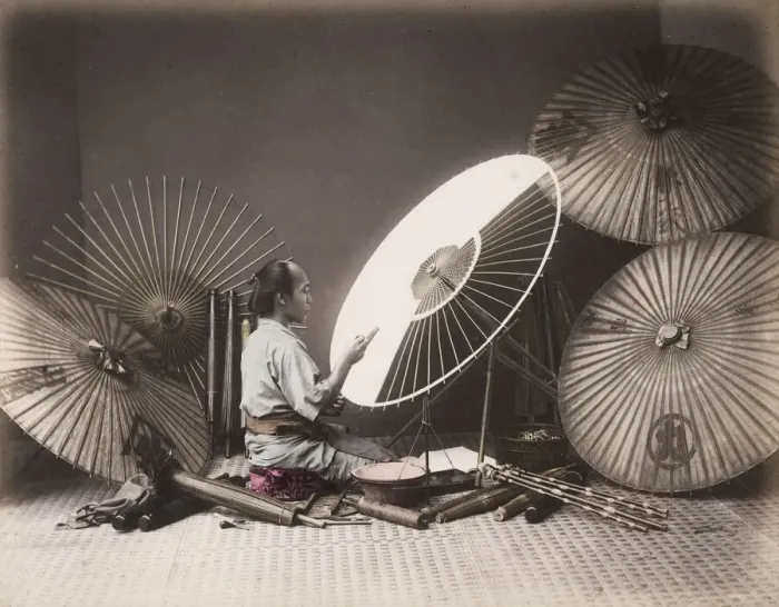 Framed Print : Umbrella and parasol maker, Japan