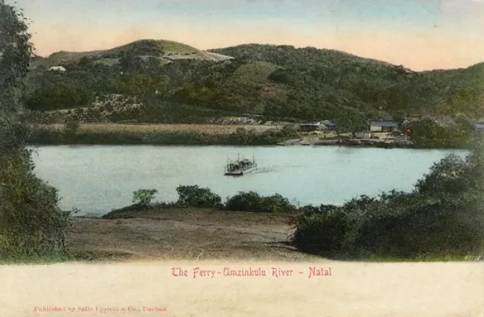 Framed Print : Umzimkulu River and ferry, Natal Province, South Africa