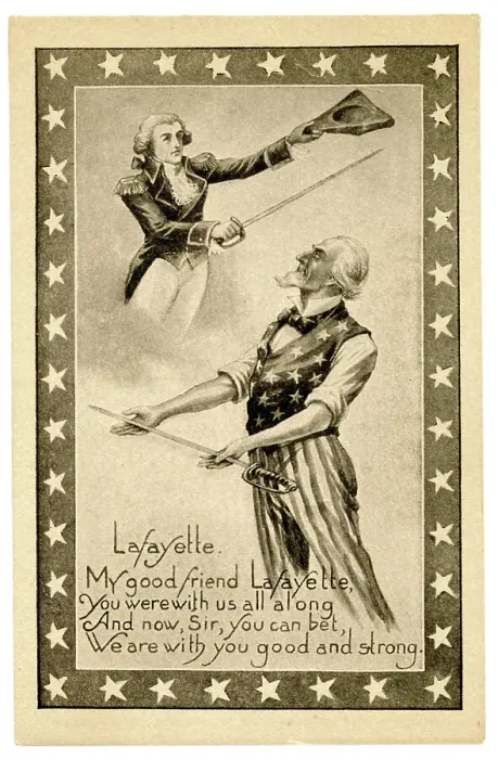 Framed Print : Uncle Sam figure promises help to Lafayette Framed Print : Uncle Sam figure promises help to Lafayette