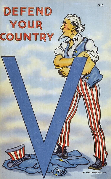 Uncle Sam. US World War Two propaganda postcard