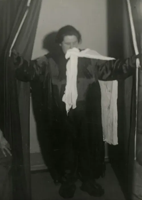 Framed Print : Undated photograph showing ectoplasm forming Framed Print : Undated photograph showing ectoplasm forming