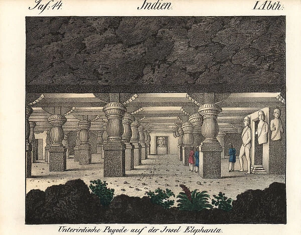 Underground cave temple on Elephanta Island, Mumbai, India