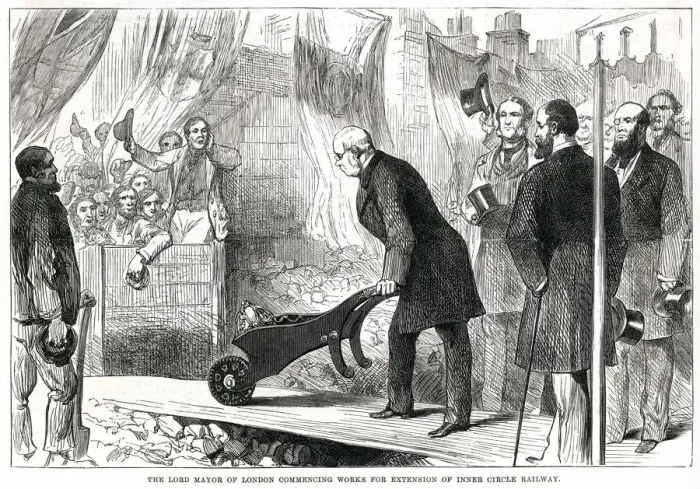 Framed Print : Underground railway construction, Lord Mayor of London 1881 Framed Print : Underground railway construction, Lord Mayor of London 1881