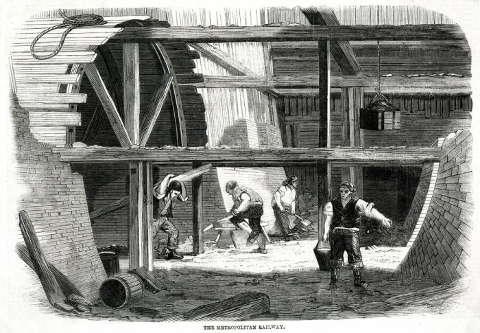 Framed Print : Underground railway construction, Kings Cross, London Framed Print : Underground railway construction, Kings Cross, London