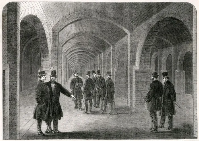 Framed Print : Underground Reservoir at Crossness 1865 Framed Print : Underground Reservoir at Crossness 1865