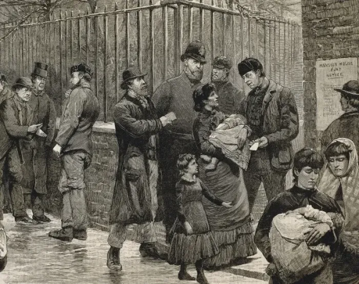 Framed Print : Unemployed people from East End of London beg Framed Print : Unemployed people from East End of London beg
