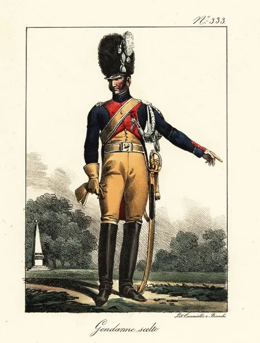 Framed Print : Uniform of the French Elite Gendarmes, Napoleonic era Framed Print : Uniform of the French Elite Gendarmes, Napoleonic era