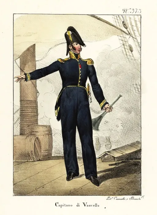Framed Print : Uniform of a ship captain, Bourbon Restoration, France Framed Print : Uniform of a ship captain, Bourbon Restoration, France