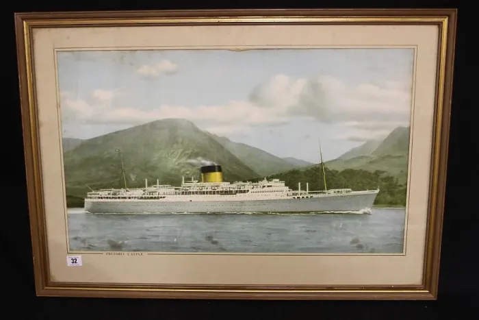 Framed Print : Union Castle Line, RMS Pretoria Castle ocean liner Framed Print : Union Castle Line, RMS Pretoria Castle ocean liner