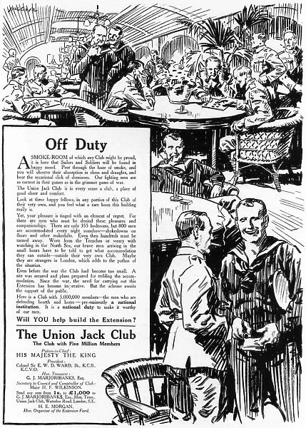 Union Jack Club fundraising advertisement, WW1
