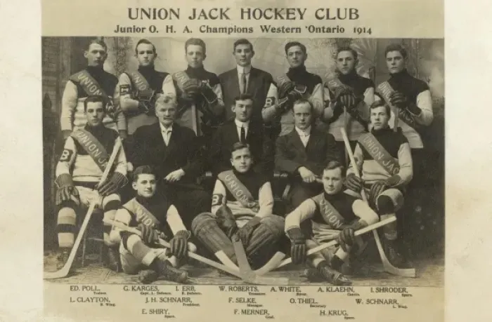 Framed Print : The Union Jack Hockey Club. Canada Framed Print : The Union Jack Hockey Club. Canada