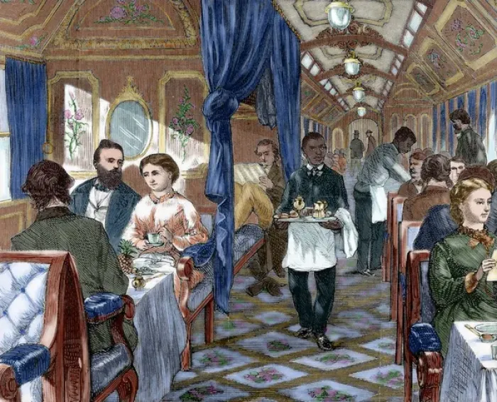 Framed Print : Union Pacific Company. First-class dining car. USA Framed Print : Union Pacific Company. First-class dining car. USA