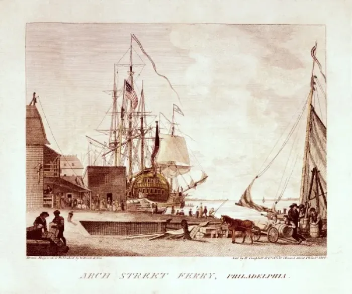 Framed Print : United States (1800). Philadelphia. The ferry Framed Print : United States (1800). Philadelphia. The ferry