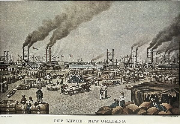 United States (1883). New Orleans. Harbour. Litography