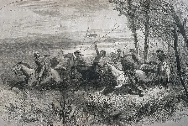 United States (19th c. ). Indian people attack in
