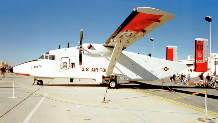 Framed Print : United States Air Force - Short C-23A Sherpa 84-0458 (MSN SH. 3103, ex G-14-3103), of the 412th Test Wing, at Edwards Air Force Base. Date: circa 1995 Framed Print : United States Air Force - Short C-23A Sherpa 84-0458 (MSN SH. 3103, ex G-14-3103), of the 412th Test Wing, at Edwards Air Force Base. Date: circa 1995