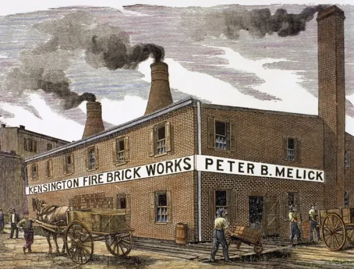 Framed Print : United States. Kensington Fire Brick Works. Engraving. Color Framed Print : United States. Kensington Fire Brick Works. Engraving. Color