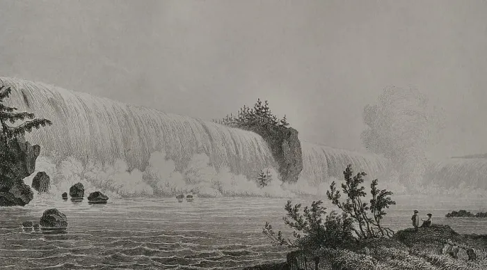 Framed Print : United States. Niagara Falls. Engraving by Milbert