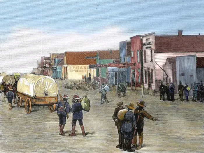 Framed Print : United States. Purcell. Oklahoma. Main Street after the land Framed Print : United States. Purcell. Oklahoma. Main Street after the land