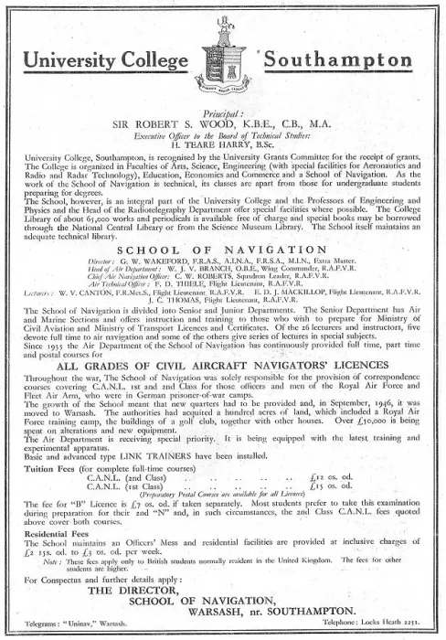 Framed Print : University College Southampton School Of Navigation 1947 Framed Print : University College Southampton School Of Navigation 1947