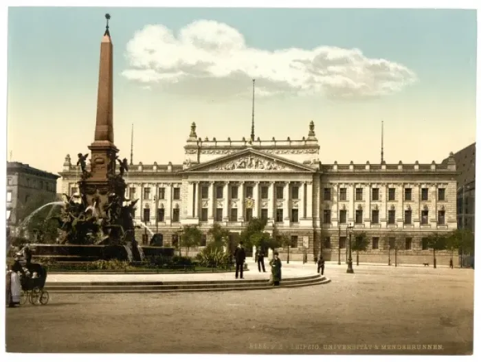 Framed Print : University and Mendebrunnen, Leipsig (i. e. Leipzig), Saxony Framed Print : University and Mendebrunnen, Leipsig (i. e. Leipzig), Saxony