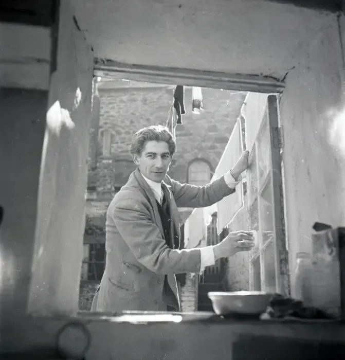 Framed Print : Unknown man at a window Framed Print : Unknown man at a window