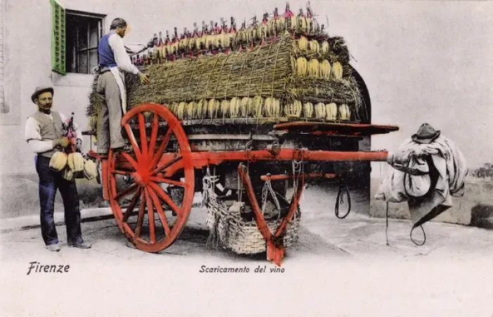 Framed Print : Unloading a cart of wine bottles, Florence, Italy Framed Print : Unloading a cart of wine bottles, Florence, Italy