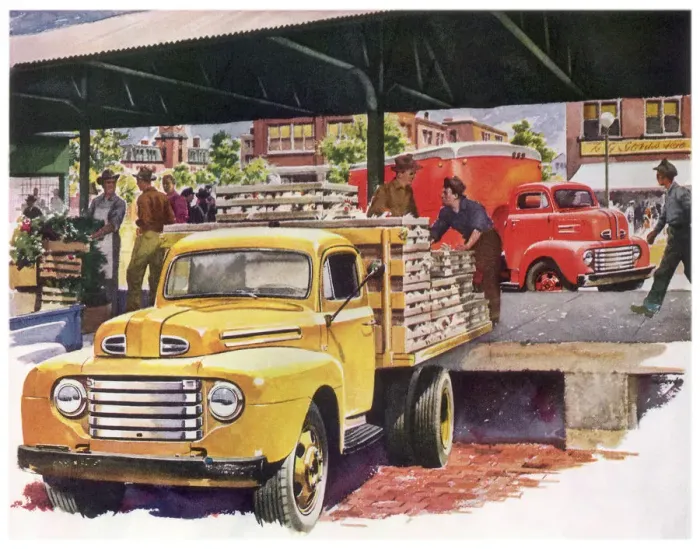 Framed Print : Unloading Chickens Date: 1948 Framed Print : Unloading Chickens Date: 1948