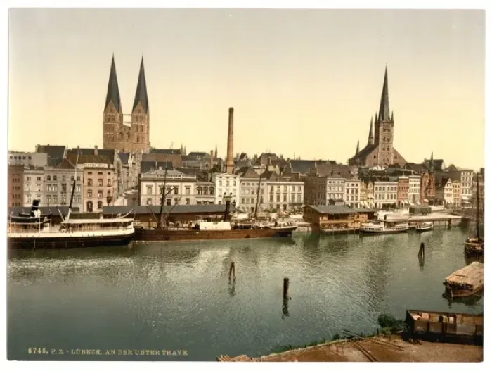 Framed Print : The Unter Trave, near Holsenthor, Lubeck, Germany Framed Print : The Unter Trave, near Holsenthor, Lubeck, Germany