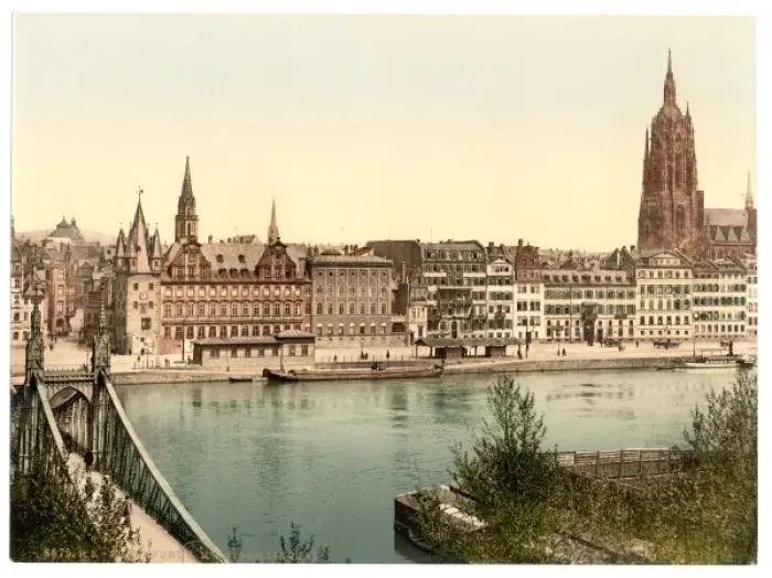 Framed Print : Untermainquai, Saalhof and Cathedral, Frankfort on Main (i. e Framed Print : Untermainquai, Saalhof and Cathedral, Frankfort on Main (i. e