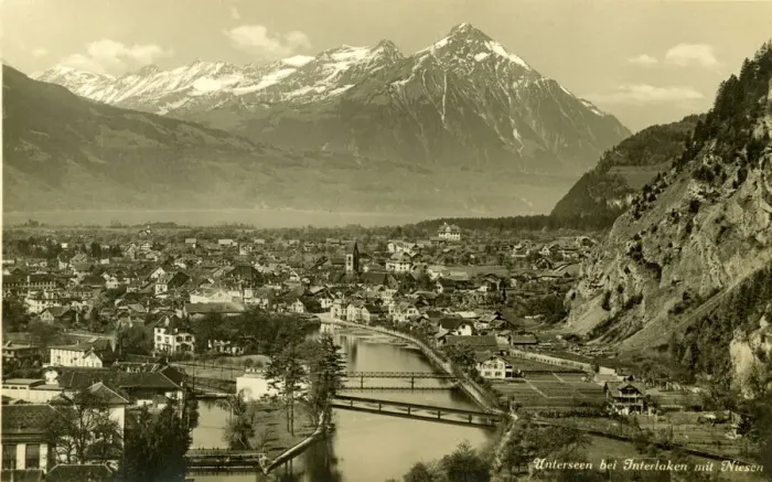 Framed Print : Unterseen near Interlaken with Niesen, Bern, Switzerland Framed Print : Unterseen near Interlaken with Niesen, Bern, Switzerland