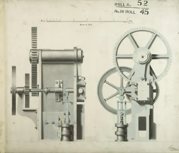 Framed Print : Untitled mechanism, front and side elevations Framed Print : Untitled mechanism, front and side elevations