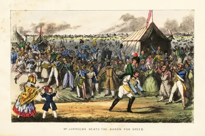 Framed Print : An unusual foot race during a horse-racing meet Framed Print : An unusual foot race during a horse-racing meet