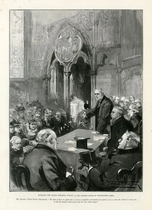 Framed Print : Unveiling the Lowell Memorial Window in the chapter house of Westminster Abbey Date Framed Print : Unveiling the Lowell Memorial Window in the chapter house of Westminster Abbey Date