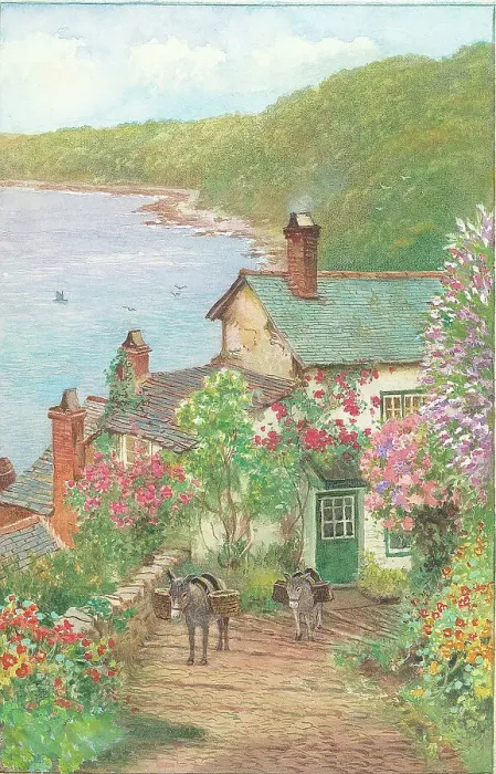 Framed Print : Up-a-Long, Rose Cottage, Down-a-Long, from a painting Framed Print : Up-a-Long, Rose Cottage, Down-a-Long, from a painting