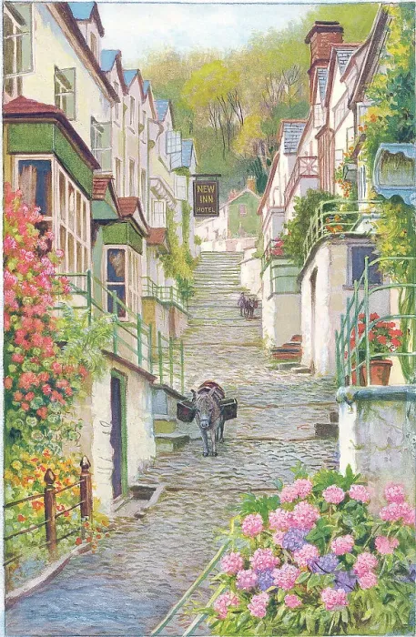Framed Print : Up-a-Long, Rose Cottage, Down-a-Long, from a painting Framed Print : Up-a-Long, Rose Cottage, Down-a-Long, from a painting