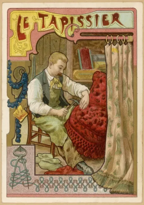 Framed Print : Upholsterer at Work Framed Print : Upholsterer at Work