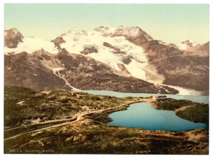 Framed Print : Upper Engadine, Bernina Hospice and Cambrena Glacier, Grison Framed Print : Upper Engadine, Bernina Hospice and Cambrena Glacier, Grison
