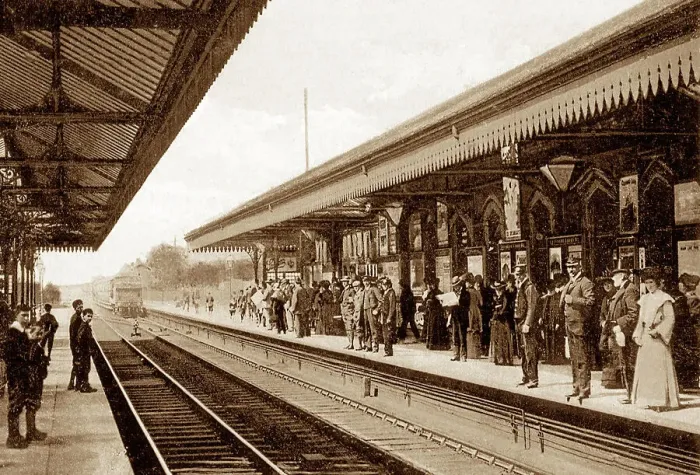 Framed Print : Urmston Railway Station, early 1900s Framed Print : Urmston Railway Station, early 1900s