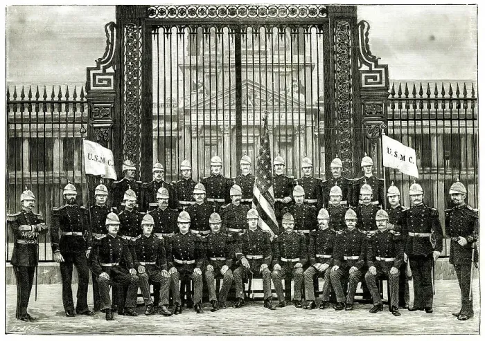 Framed Print : USA Marine Detachment, Paris Exhibition of 1889 Framed Print : USA Marine Detachment, Paris Exhibition of 1889