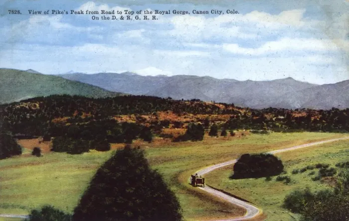 Framed Print : USA - View of Pikes Peak from Road to top of Royal Gorge Framed Print : USA - View of Pikes Peak from Road to top of Royal Gorge