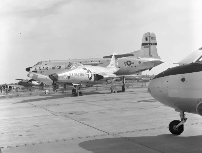 Framed Print : USAF RF-101C and C-124A Framed Print : USAF RF-101C and C-124A