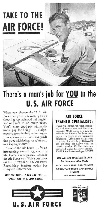 USAF Recruitment Print - United States Air Force, 1950. Art Prints